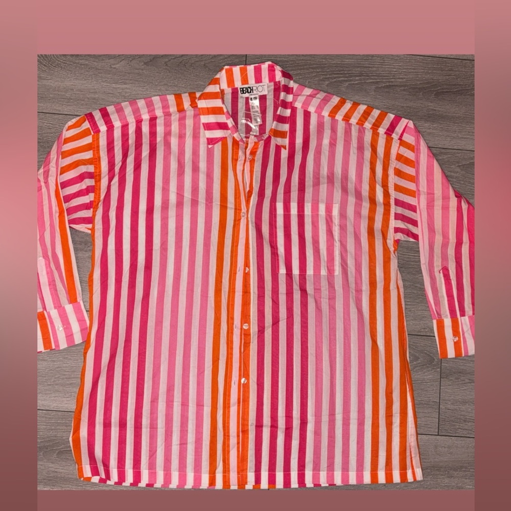 Beach Riot Swimsuit Cover Up Size Large Petite Alexa Sunset Striped New W/O Tags